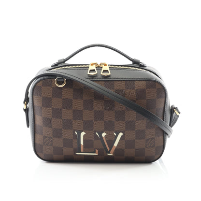 サンタモニカ ダミエエベヌ ノワール ショルダーバッグ PVC レザー ブラウン ブラック ルイヴィトン バッグ LOUIS VUITTON
