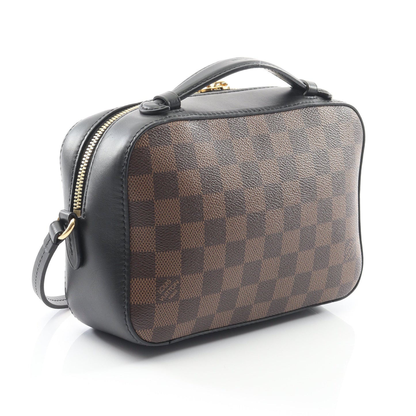 サンタモニカ ダミエエベヌ ノワール ショルダーバッグ PVC レザー ブラウン ブラック ルイヴィトン バッグ LOUIS VUITTON