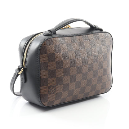 サンタモニカ ダミエエベヌ ノワール ショルダーバッグ PVC レザー ブラウン ブラック ルイヴィトン バッグ LOUIS VUITTON
