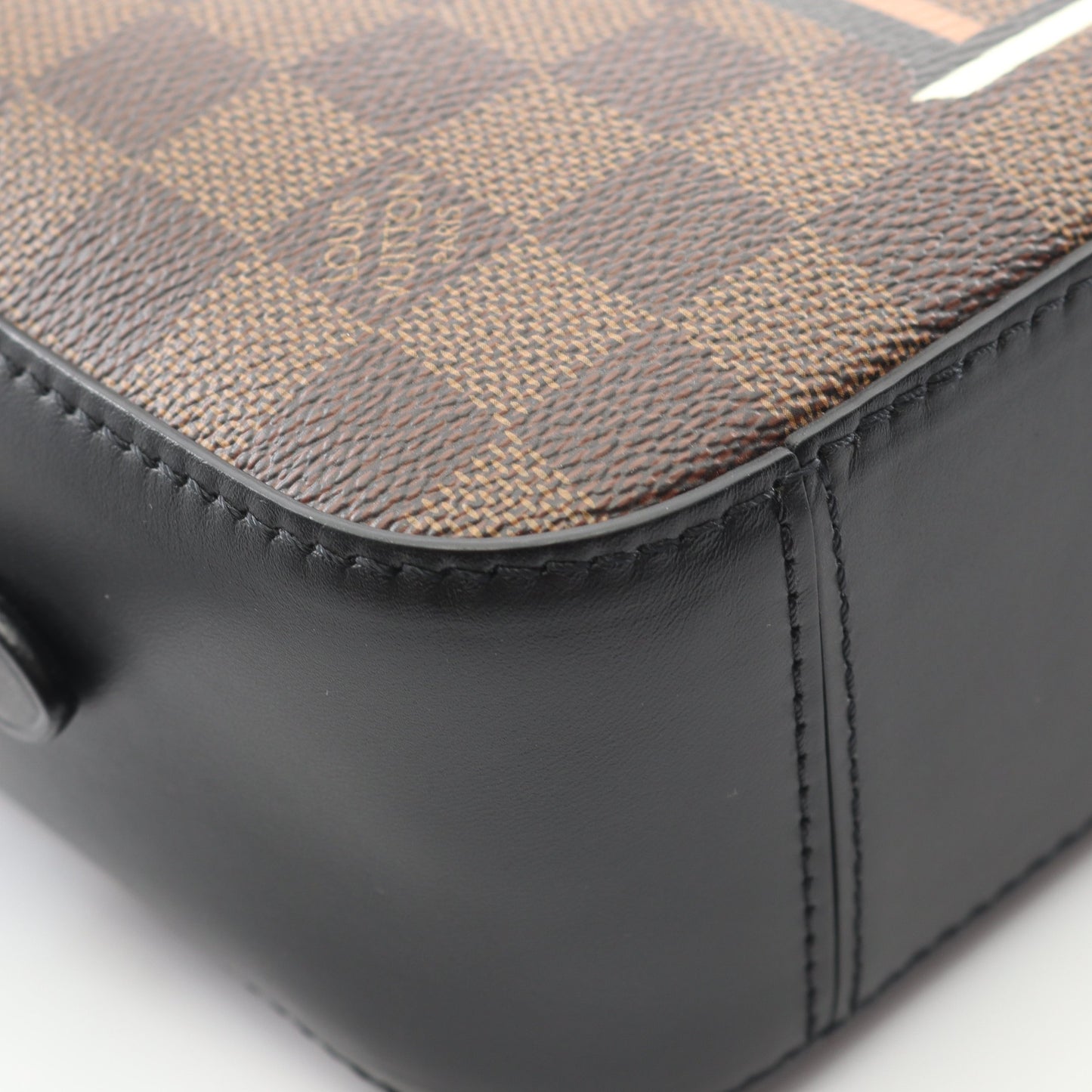 サンタモニカ ダミエエベヌ ノワール ショルダーバッグ PVC レザー ブラウン ブラック ルイヴィトン バッグ LOUIS VUITTON