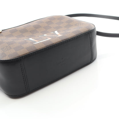 サンタモニカ ダミエエベヌ ノワール ショルダーバッグ PVC レザー ブラウン ブラック ルイヴィトン バッグ LOUIS VUITTON