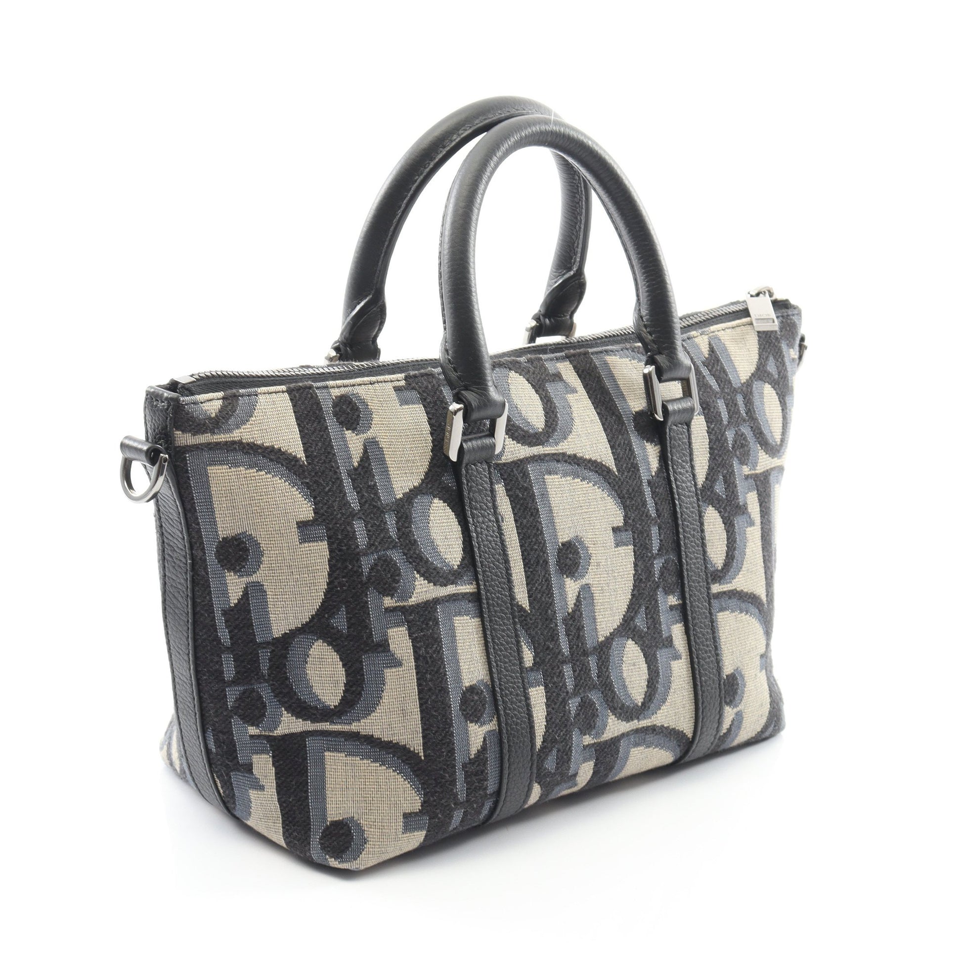 ウィークエンダーPM オブリーク ハンドバッグ キャンバス レザー ベージュ ブラック 2WAY クリスチャンディオール バッグ Christian Dior