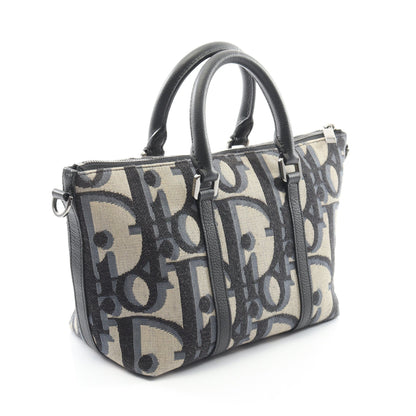ウィークエンダーPM オブリーク ハンドバッグ キャンバス レザー ベージュ ブラック 2WAY クリスチャンディオール バッグ Christian Dior