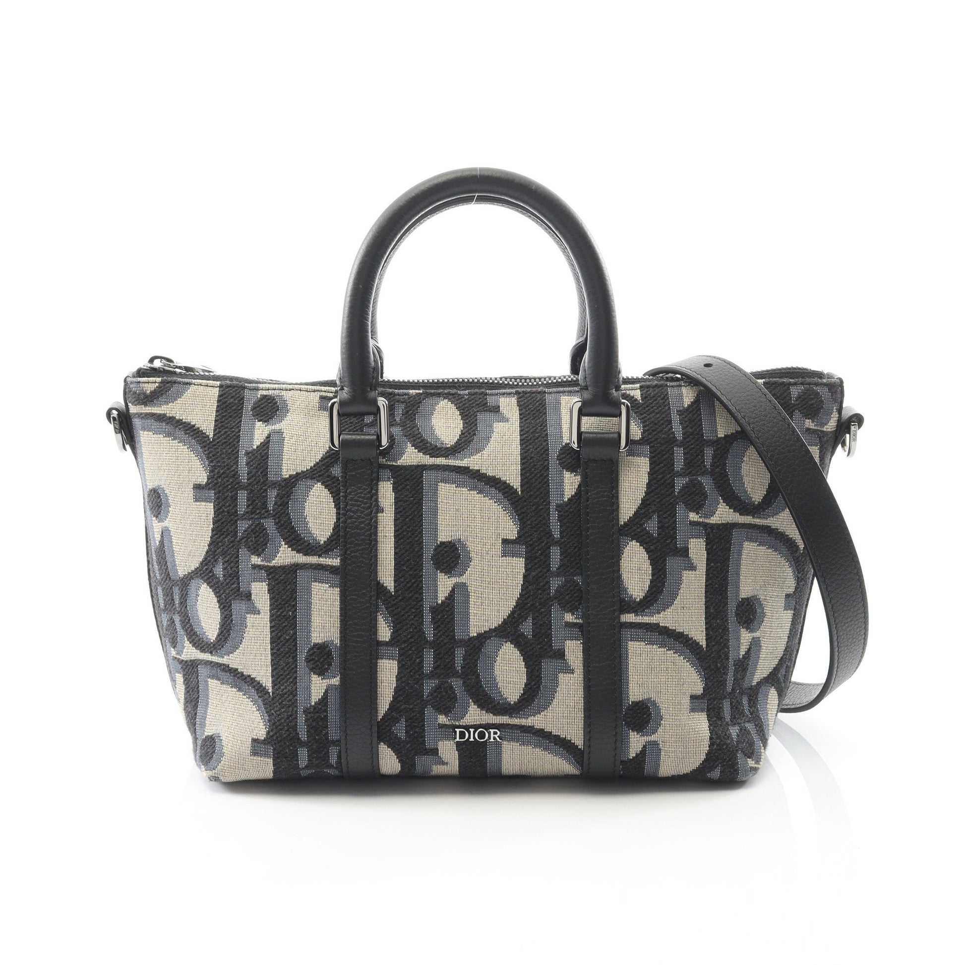 ウィークエンダーPM オブリーク ハンドバッグ キャンバス レザー ベージュ ブラック 2WAY クリスチャンディオール バッグ Christian Dior