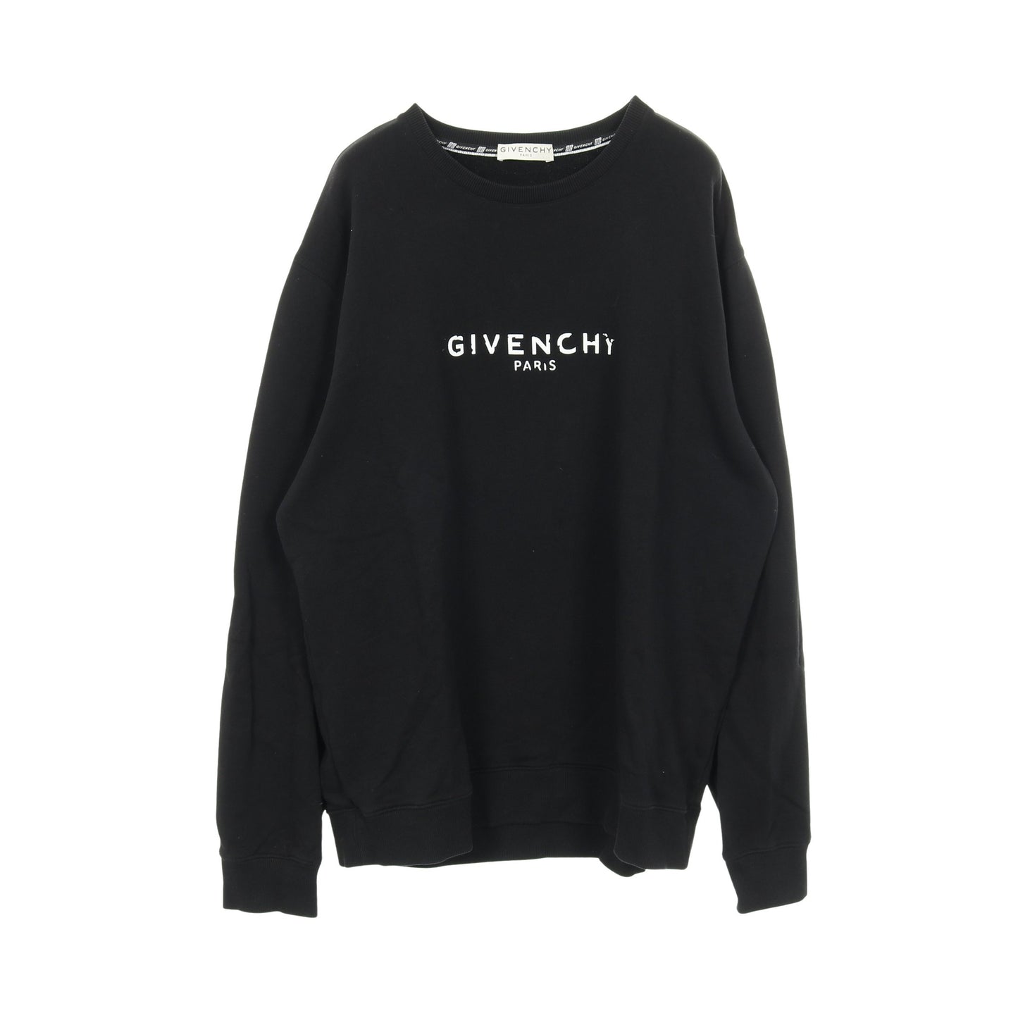 ダメージロゴプリント スウェットシャツ クルーネック コットン ブラック ジバンシィ トップス GIVENCHY