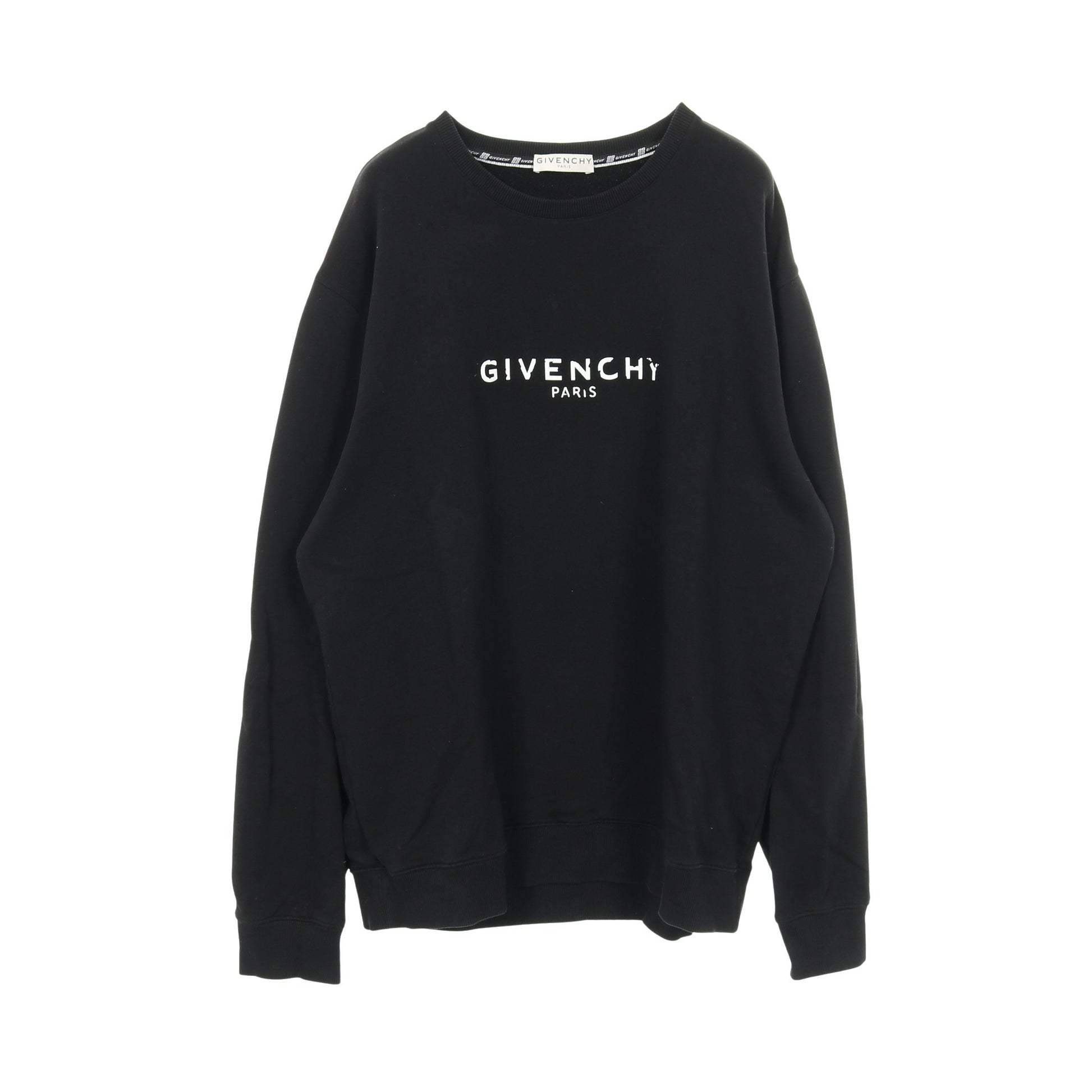 ダメージロゴプリント スウェットシャツ クルーネック コットン ブラック ジバンシィ トップス GIVENCHY