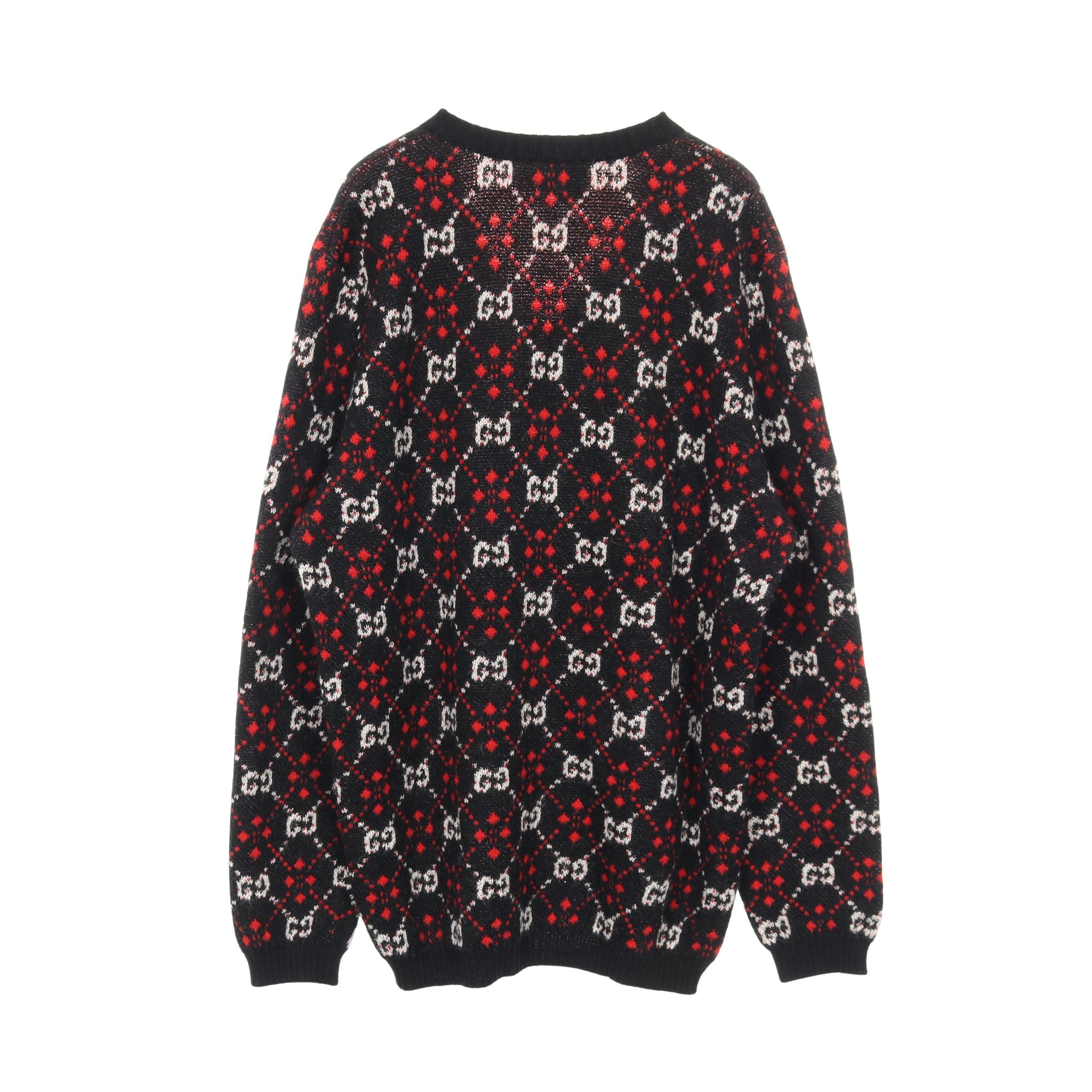 GG柄 セーター ニット Vネック アルパカ ウール ブラック レッド
