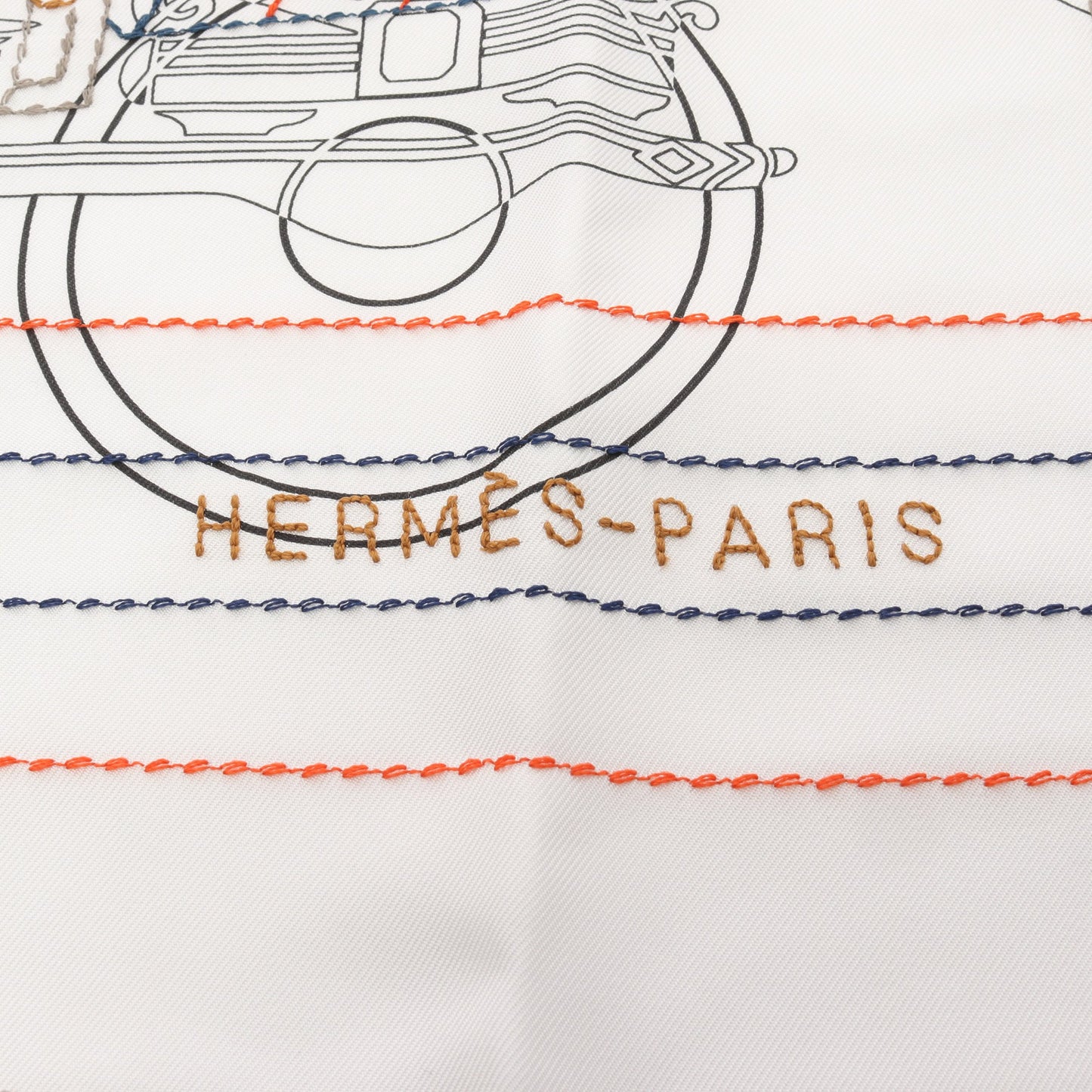 カレ90 エクスリブリス ブロデ サングル 25SS スカーフ シルク ホワイト マルチカラー エルメス 財布・小物 HERMES