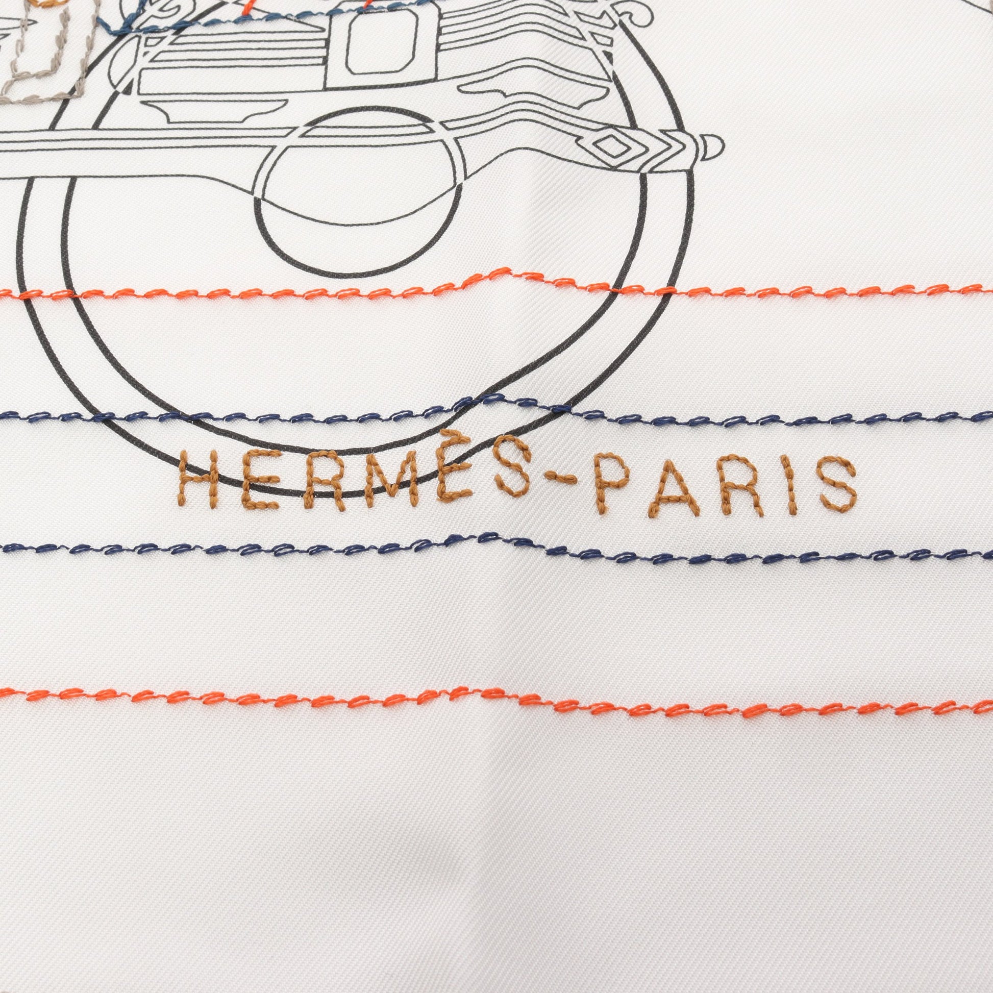 カレ90 エクスリブリス ブロデ サングル 25SS スカーフ シルク ホワイト マルチカラー エルメス 財布・小物 HERMES