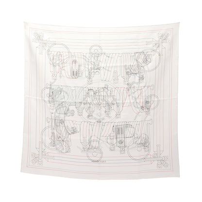カレ90 エクスリブリス ブロデ サングル 25SS スカーフ シルク ホワイト マルチカラー エルメス 財布・小物 HERMES