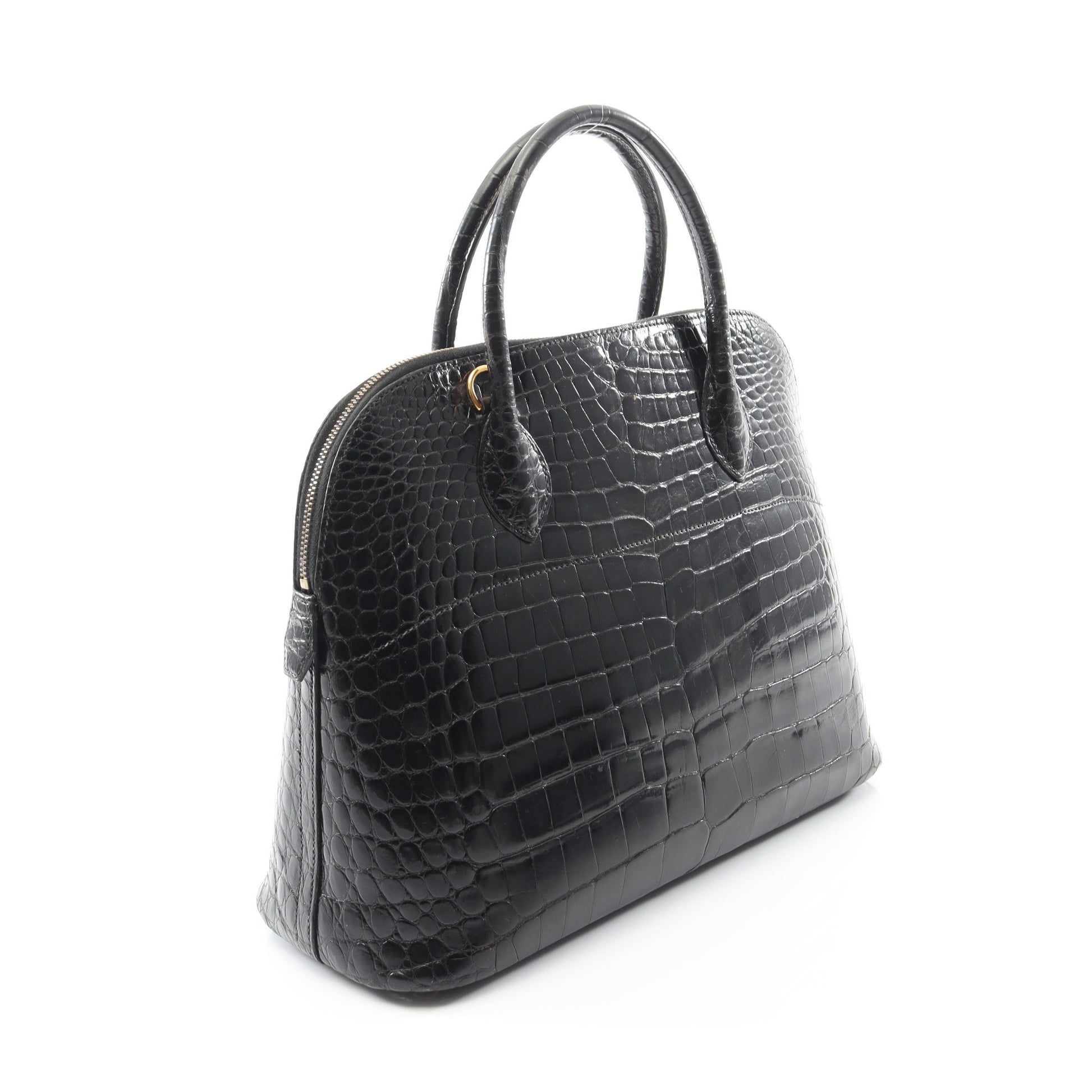 ボリード35 ハンドバッグ クロコダイル ポロサスリセ ブラック ゴールド金具 2WAY ○Z刻印 エルメス バッグ HERMES