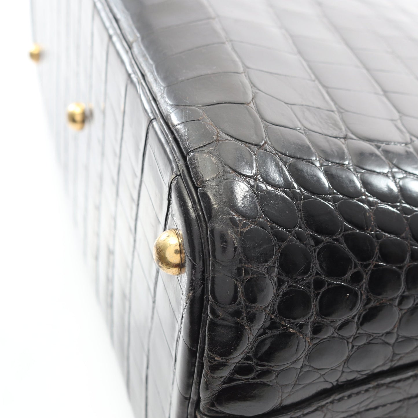 ボリード35 ハンドバッグ クロコダイル ポロサスリセ ブラック ゴールド金具 2WAY ○Z刻印 エルメス バッグ HERMES