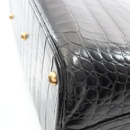 ボリード35 ハンドバッグ クロコダイル ポロサスリセ ブラック ゴールド金具 2WAY ○Z刻印 エルメス バッグ HERMES