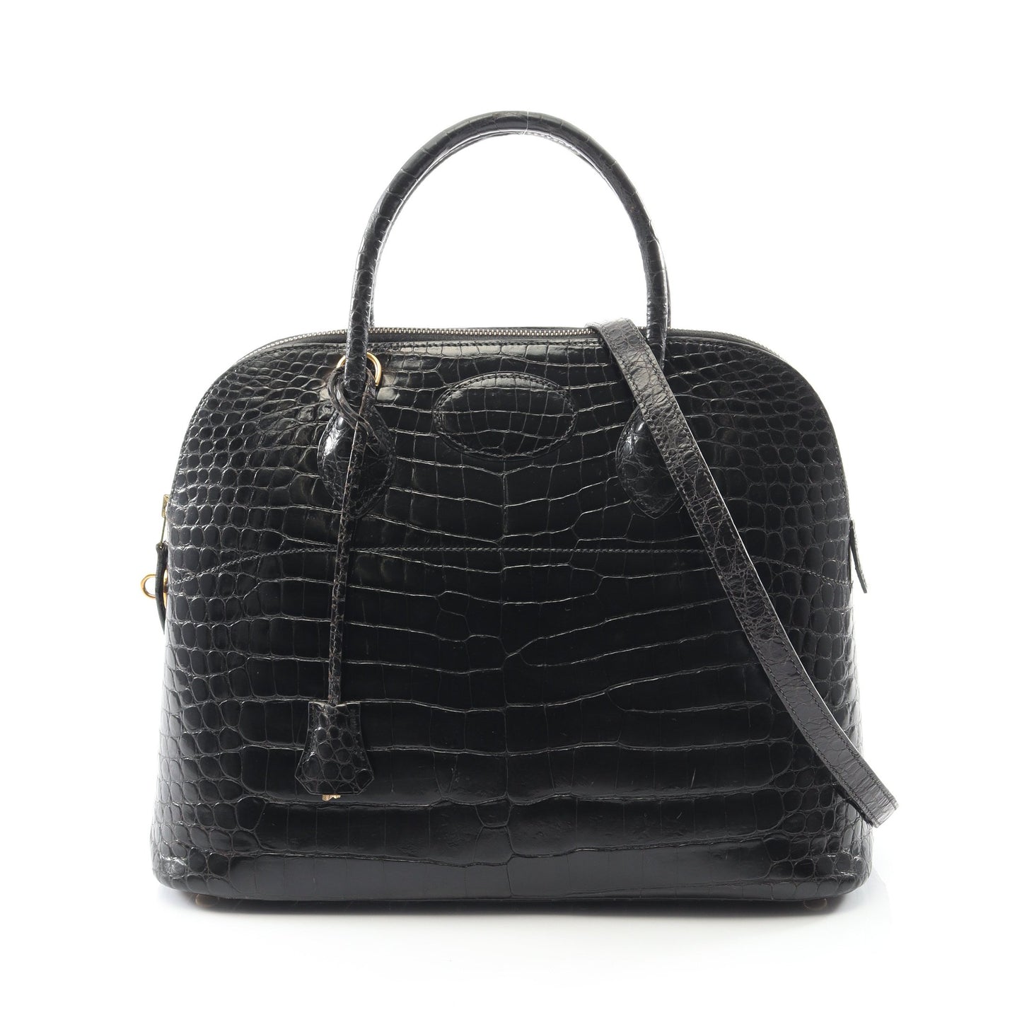 ボリード35 ハンドバッグ クロコダイル ポロサスリセ ブラック ゴールド金具 2WAY ○Z刻印 エルメス バッグ HERMES