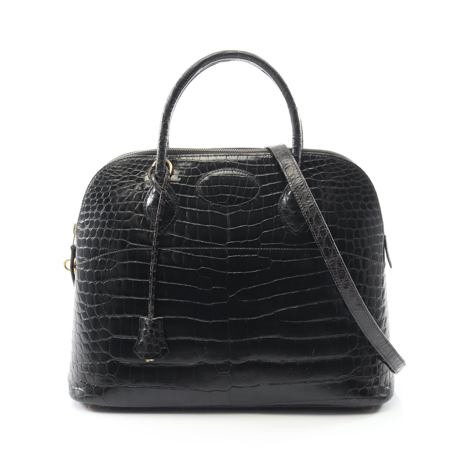 ボリード35 ハンドバッグ クロコダイル ポロサスリセ ブラック ゴールド金具 2WAY ○Z刻印 エルメス バッグ HERMES