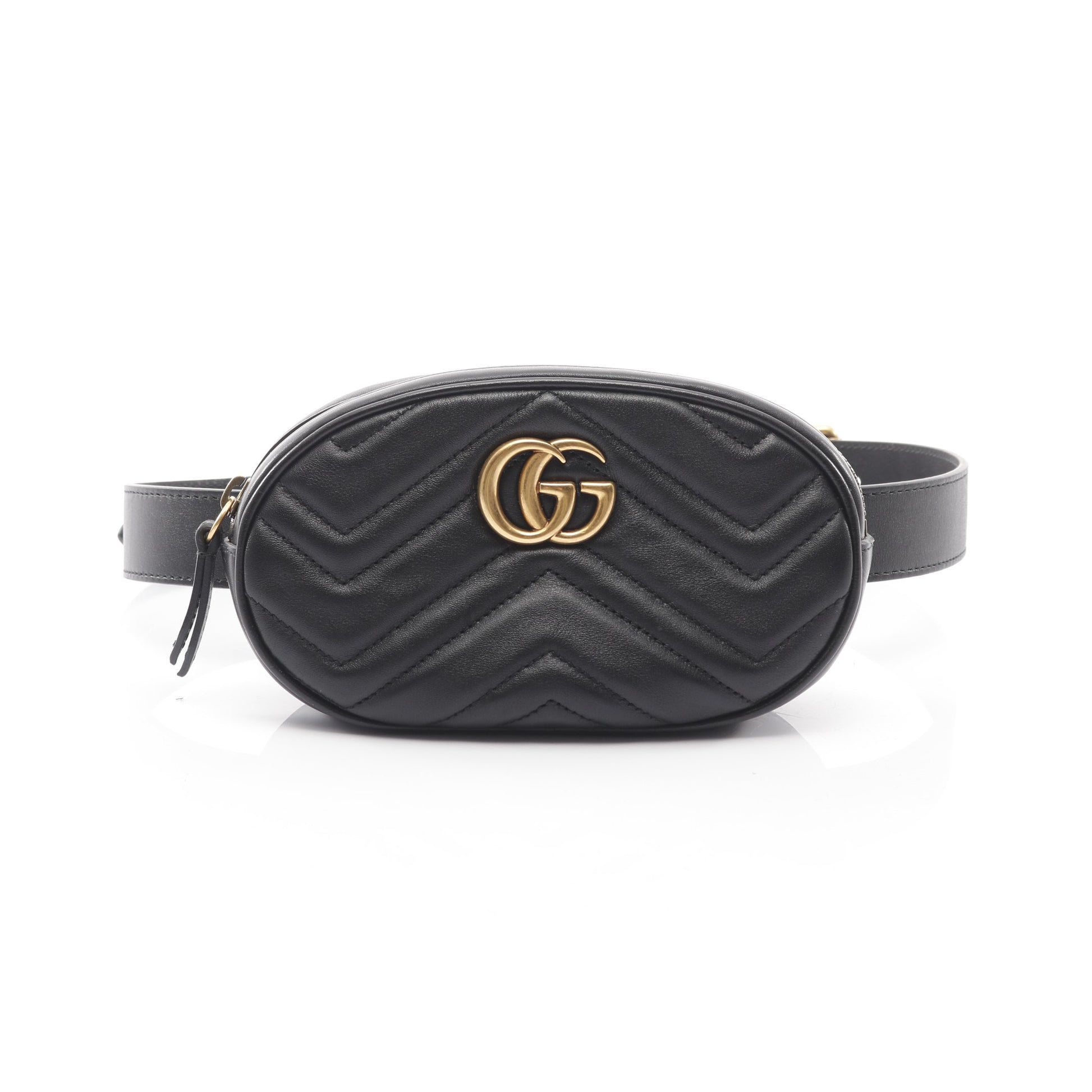GGマーモント ウエストバッグ ボディバッグ レザー ブラック グッチ バッグ GUCCI