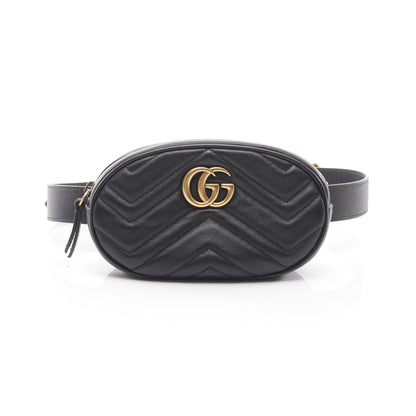 GGマーモント ウエストバッグ ボディバッグ レザー ブラック グッチ バッグ GUCCI