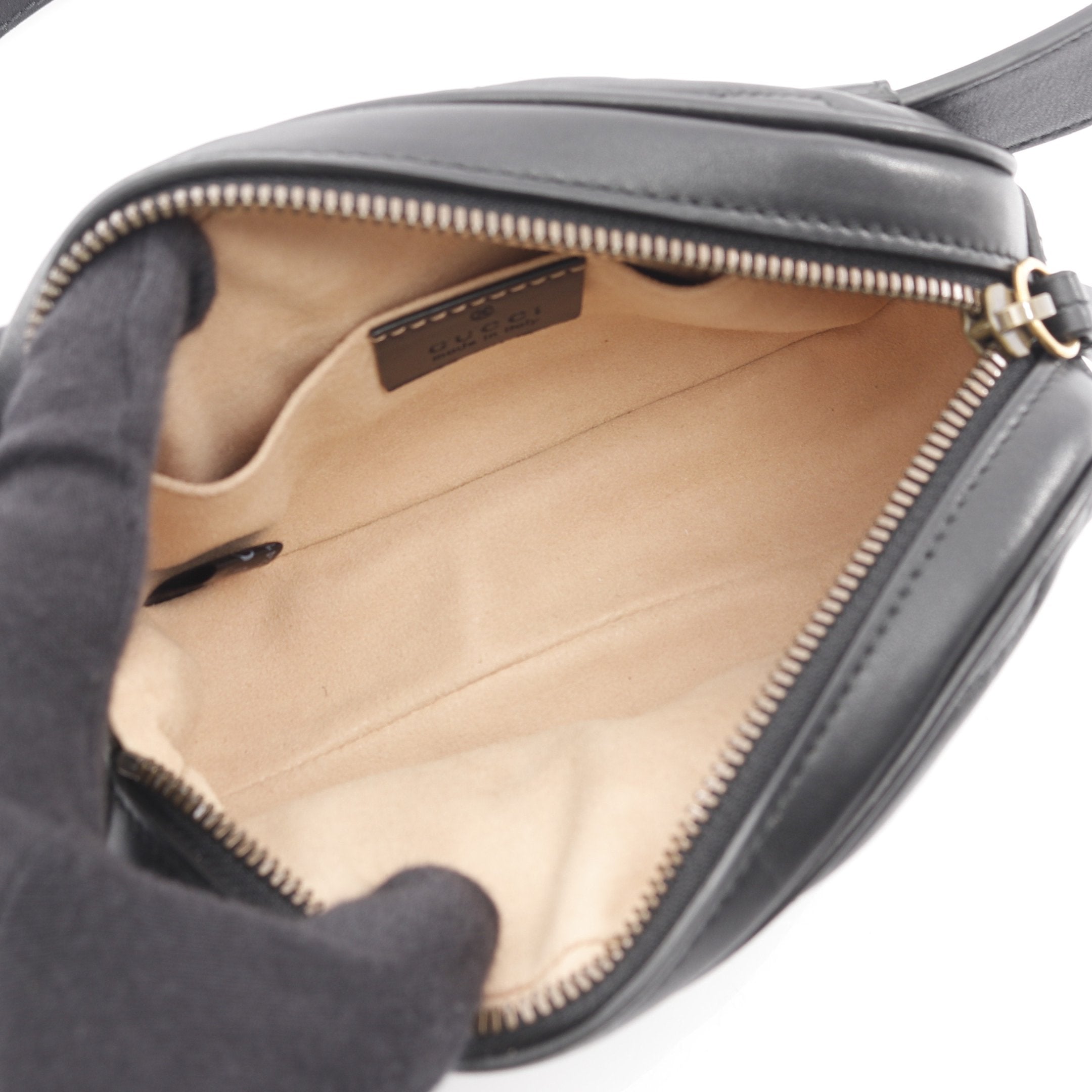 GGマーモント ウエストバッグ ボディバッグ レザー ブラック グッチ