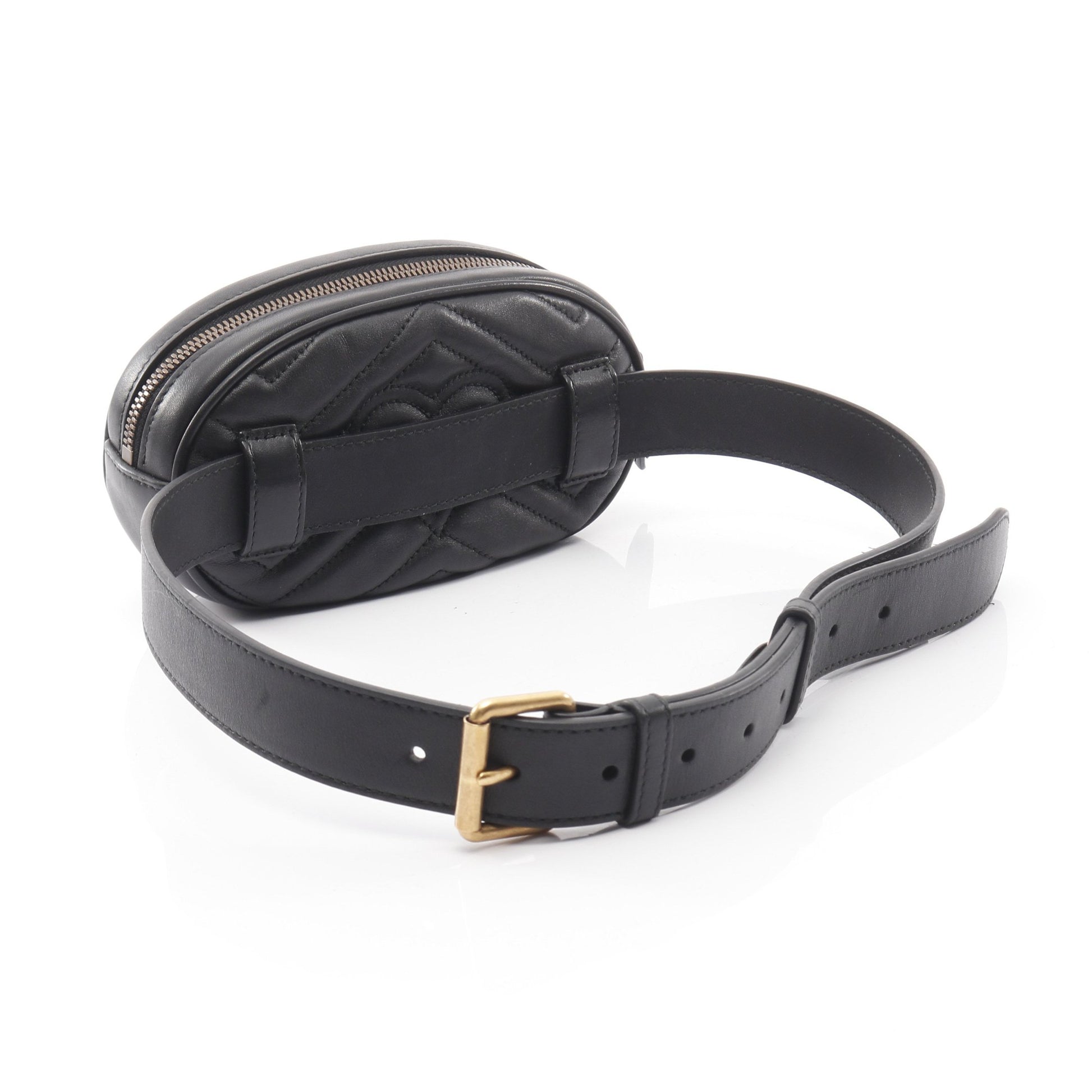 GGマーモント ウエストバッグ ボディバッグ レザー ブラック グッチ バッグ GUCCI