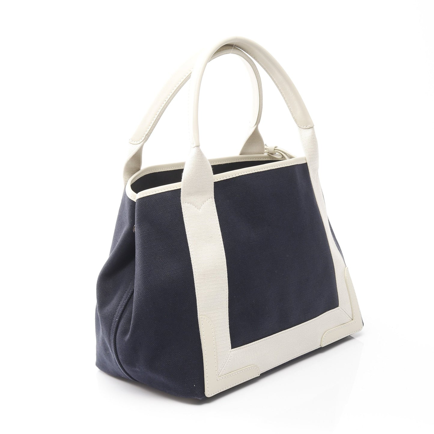 NAVY CABAS S ネイビーカバ ハンドバッグ トートバッグ キャンバス レザー ダークネイビー オフホワイト バレンシアガ バッグ BALENCIAGA