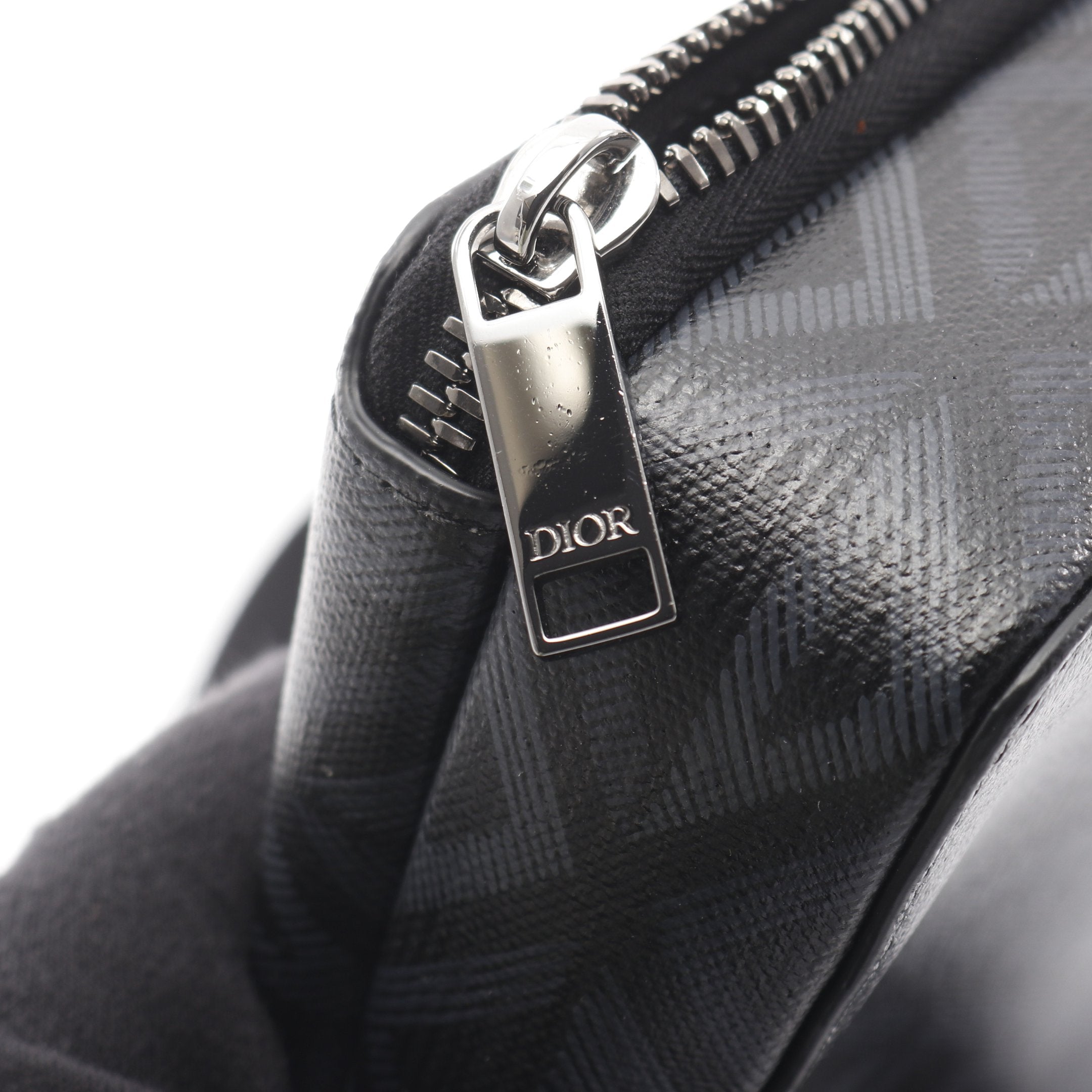 クリスチャンディオール CD ダイヤモンドキャンバス メッセンジャーポーチ 黒 Christian Dior Coated Canvas CD Diamond Messenger Pouch Grey