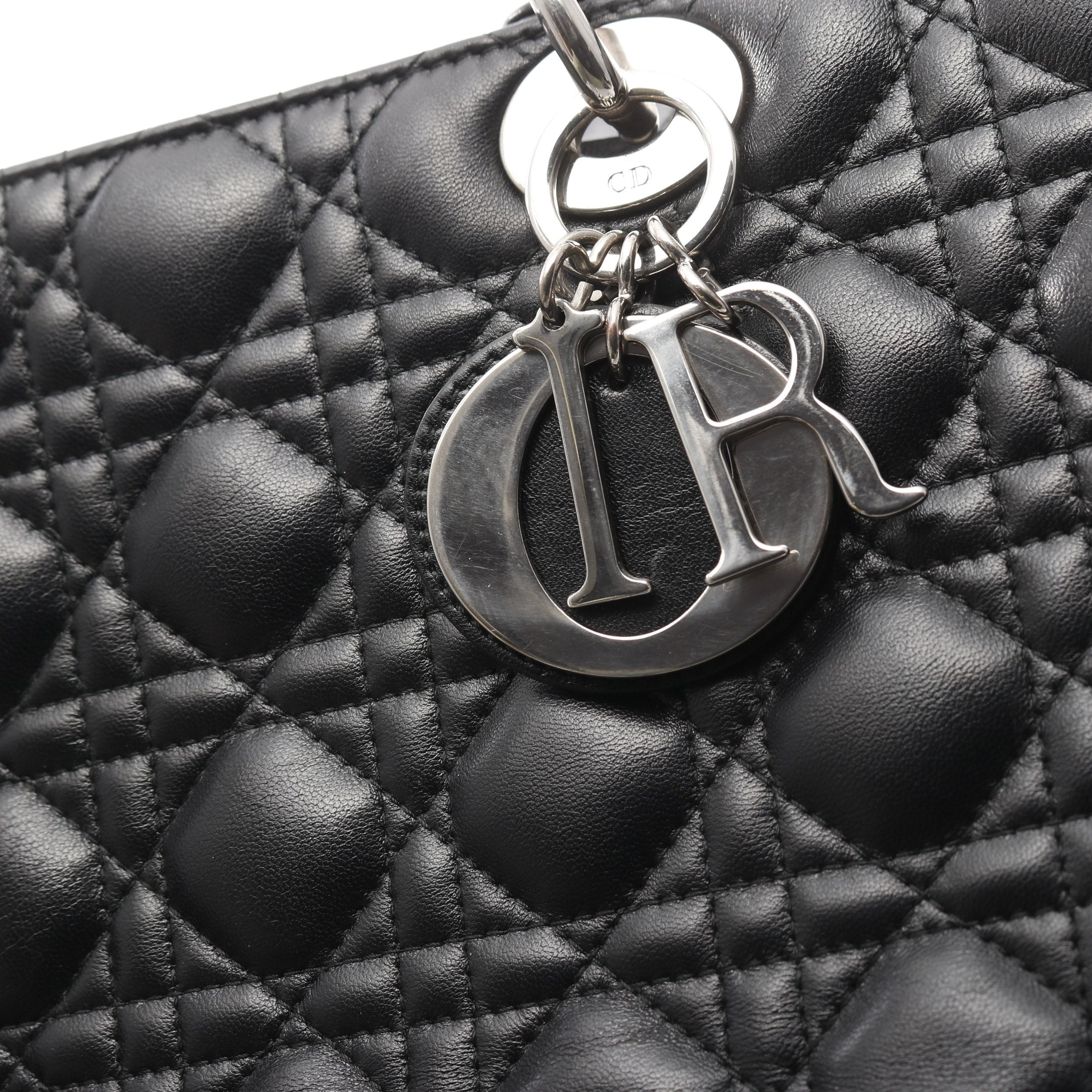 クリスチャンディオール　レザーハンドバッグ Christian Dior クリスチャン ディオール レディディオール カナージュ