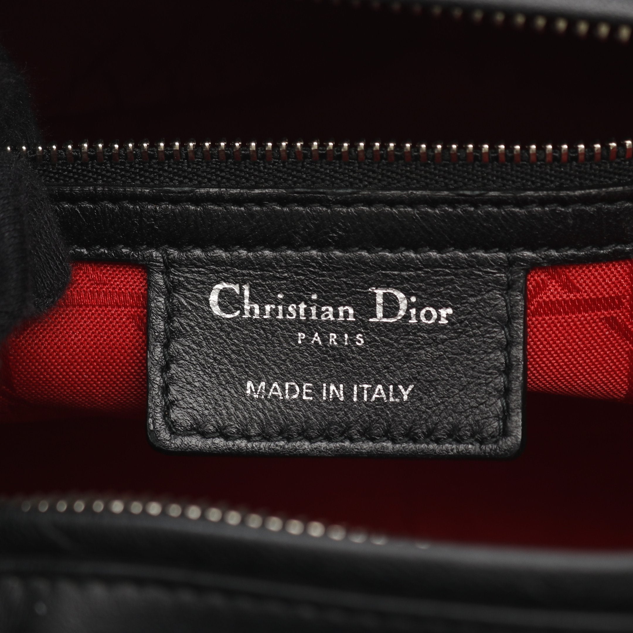 レディディオール ラージ ハンドバッグ レザー ブラック クリスチャン