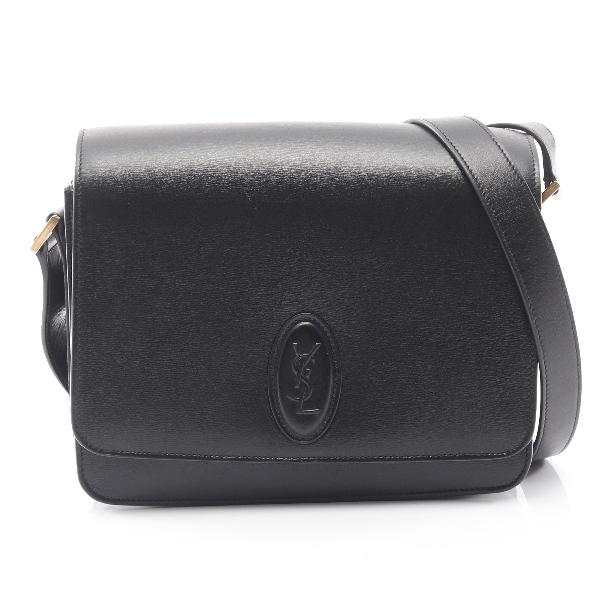 LE61 サッチェル ショルダーバッグ レザー ブラック サンローランパリ