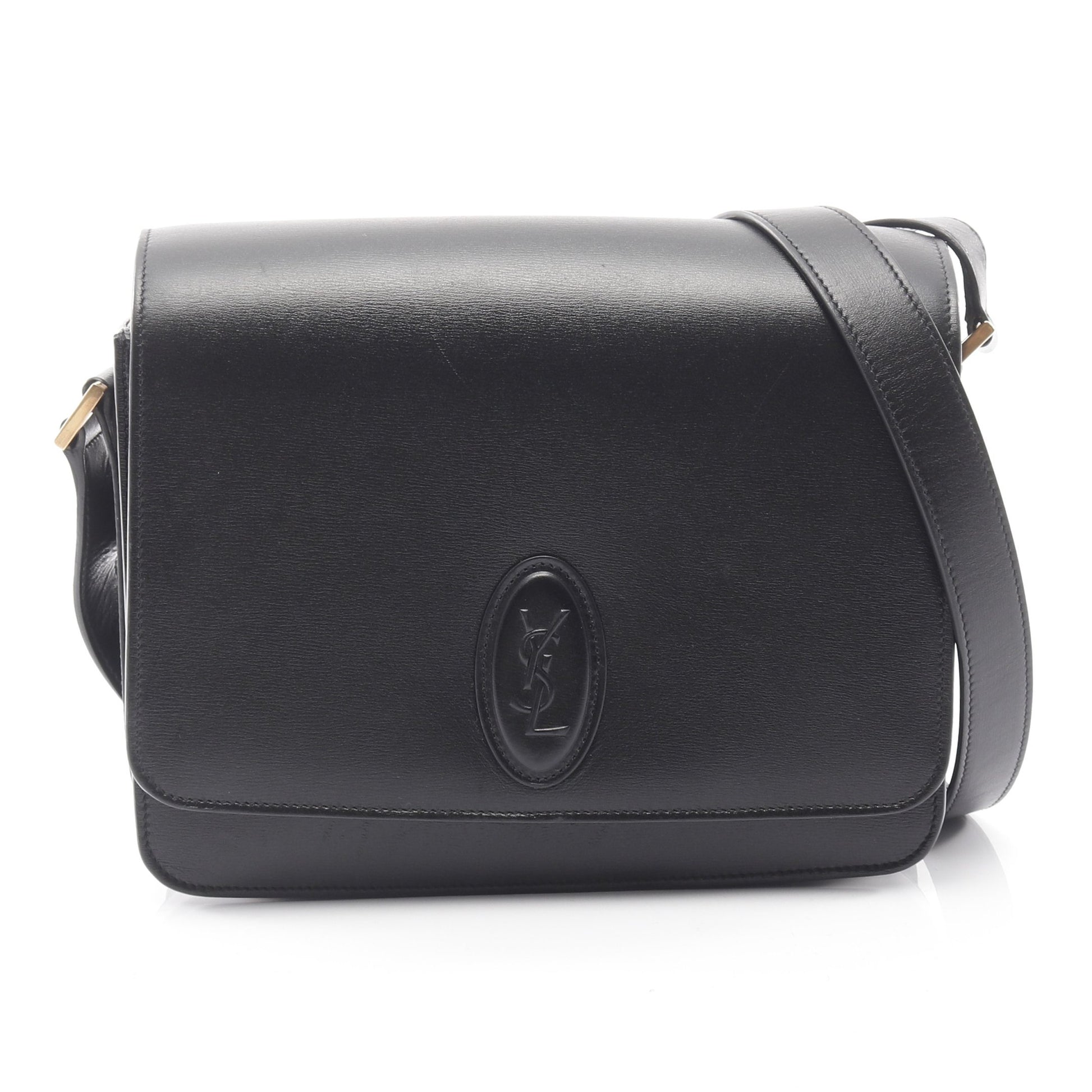 LE61 サッチェル ショルダーバッグ レザー ブラック サンローランパリ バッグ SAINT LAURENT PARIS