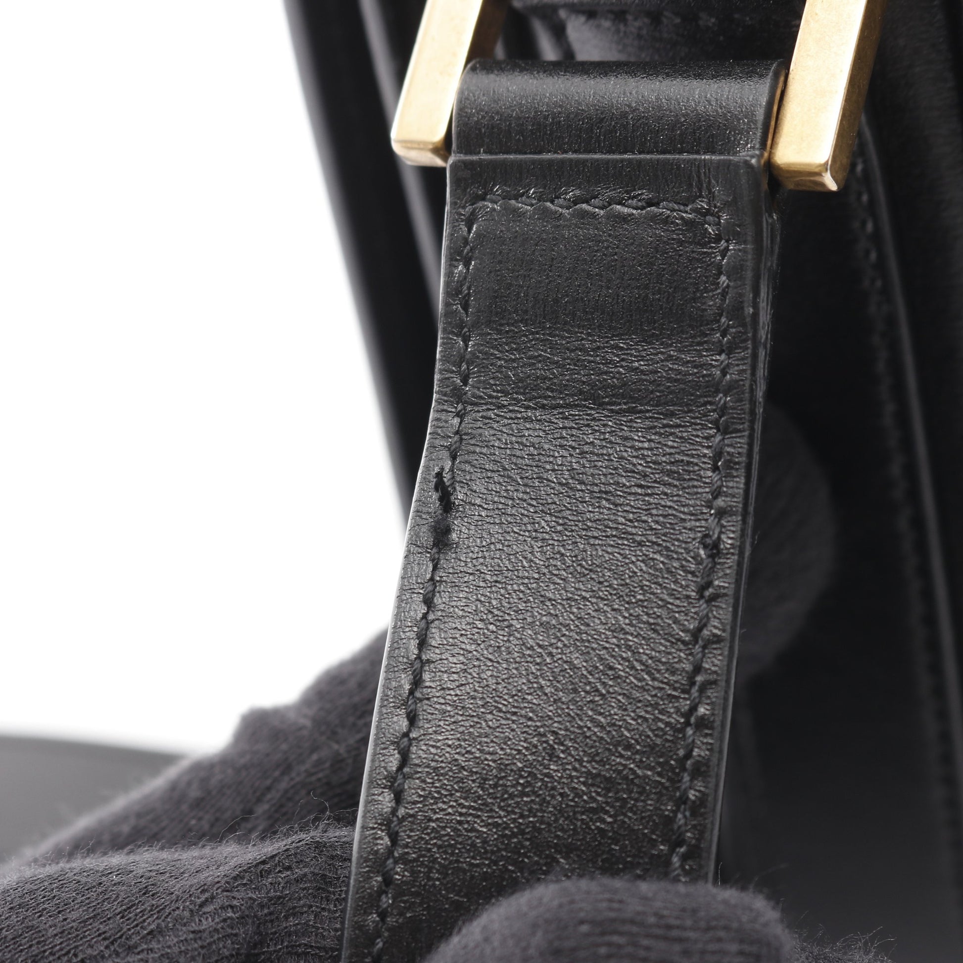 LE61 サッチェル ショルダーバッグ レザー ブラック サンローランパリ バッグ SAINT LAURENT PARIS