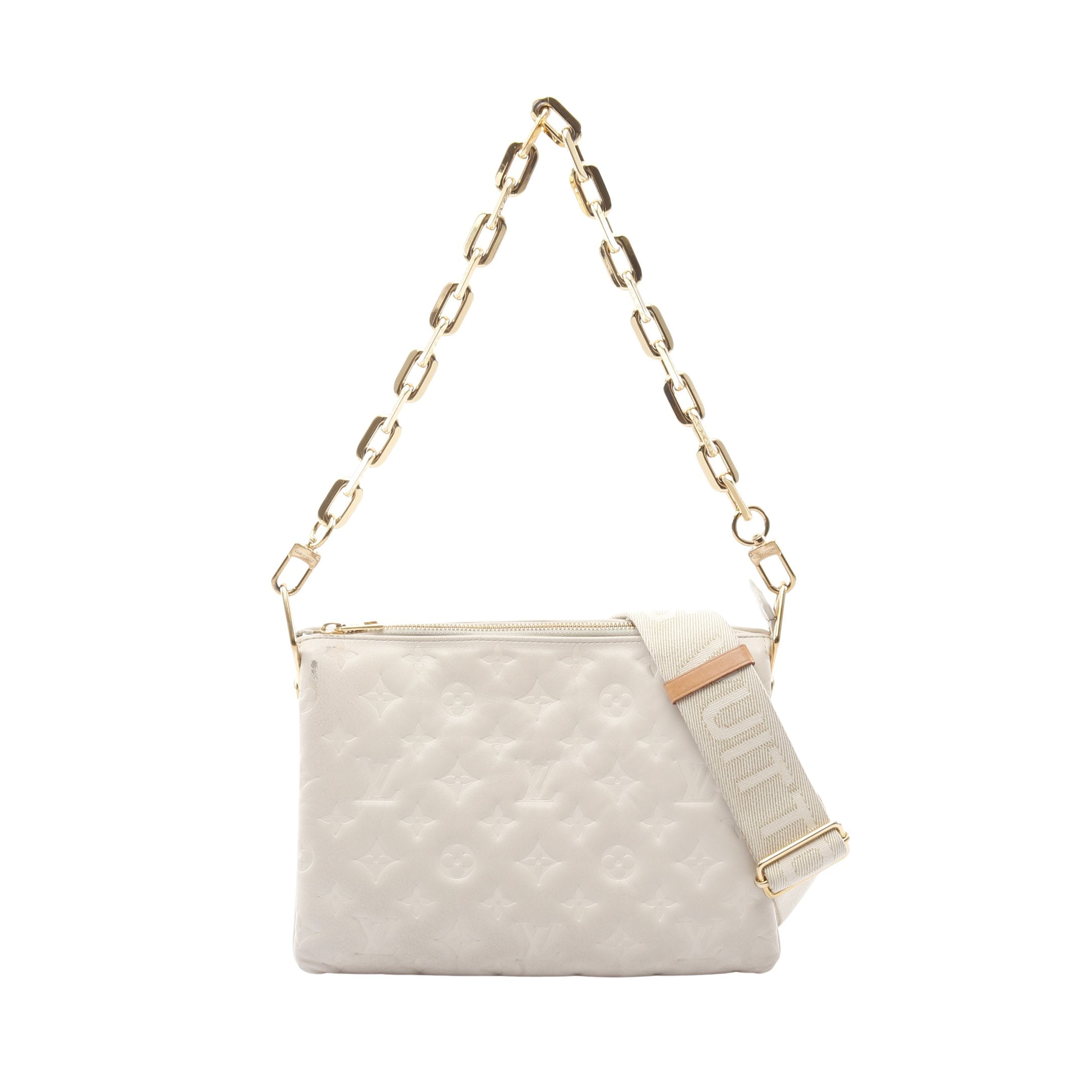 【未使用】ヴィトン　クッサンPM用　チェーン　ショルダーストラップ　モノグラム クッサンPM モノグラム チェーンショルダーバッグ レザー オフホワイト