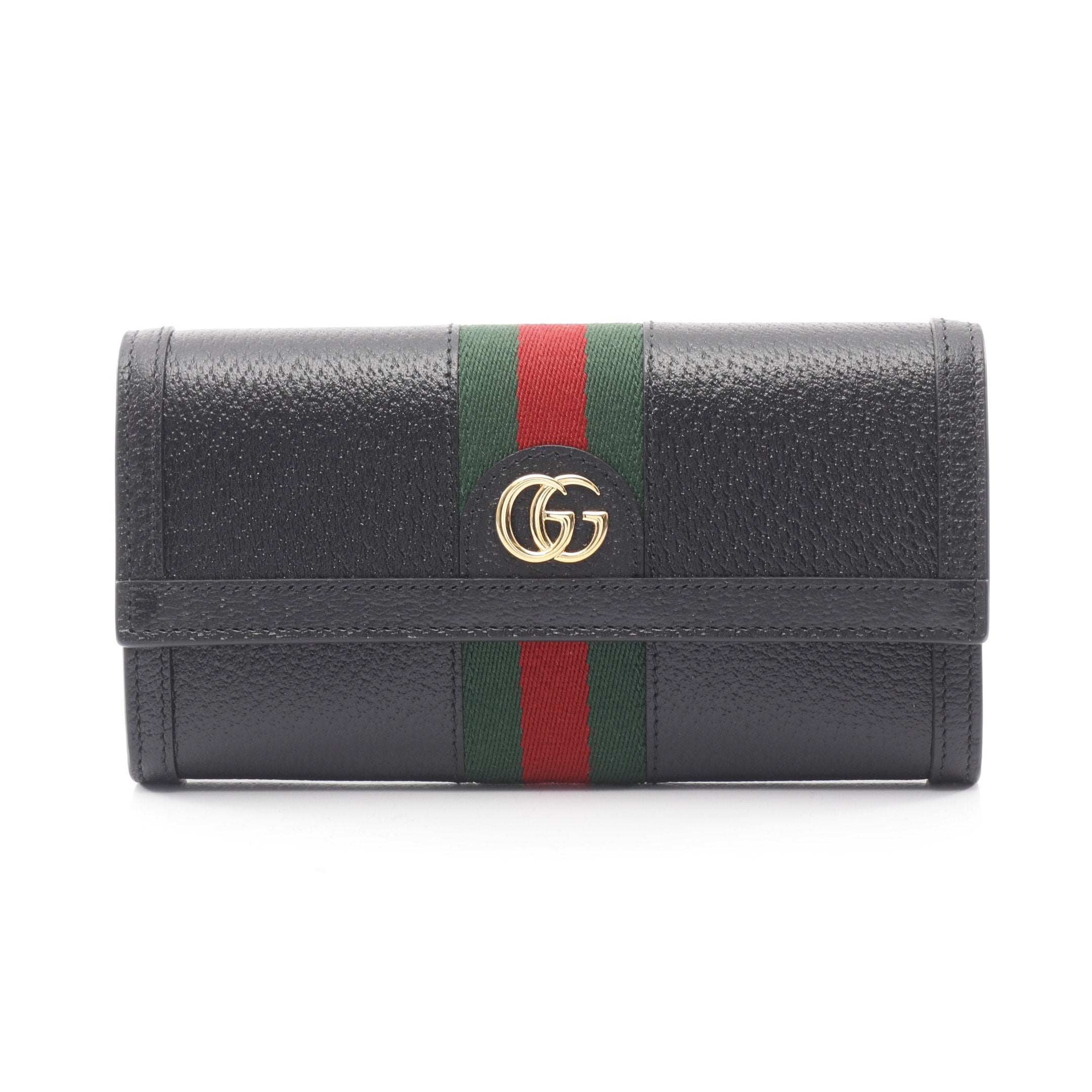 Gucci 二つ折り財布 黒 レザー ストライプ GUCCI - 新品 グッチ GUCCI 2つ折り財布 グッチストライプ ブラックの