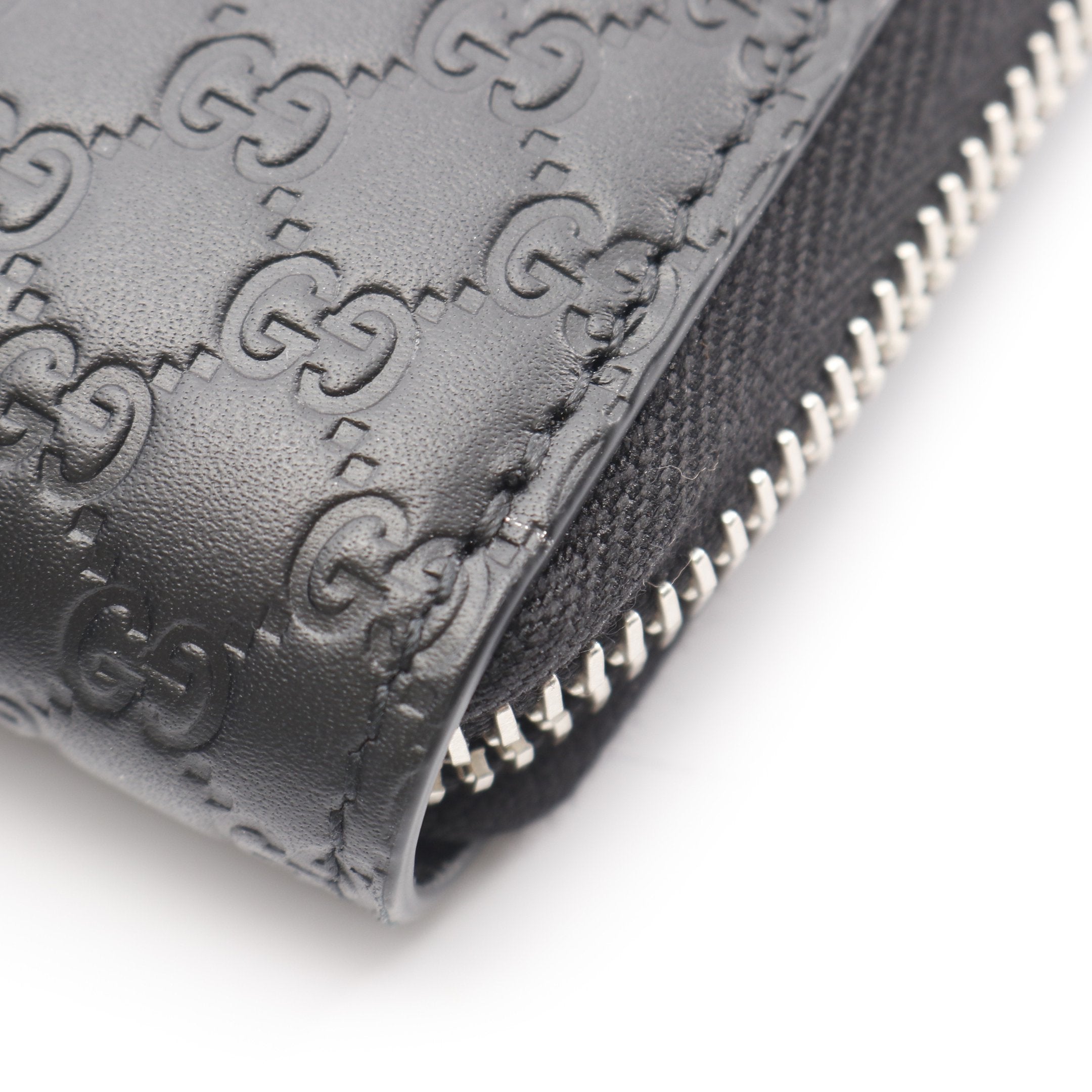 マイクログッチシマ ラウンドファスナー長財布 レザー ブラック グッチ