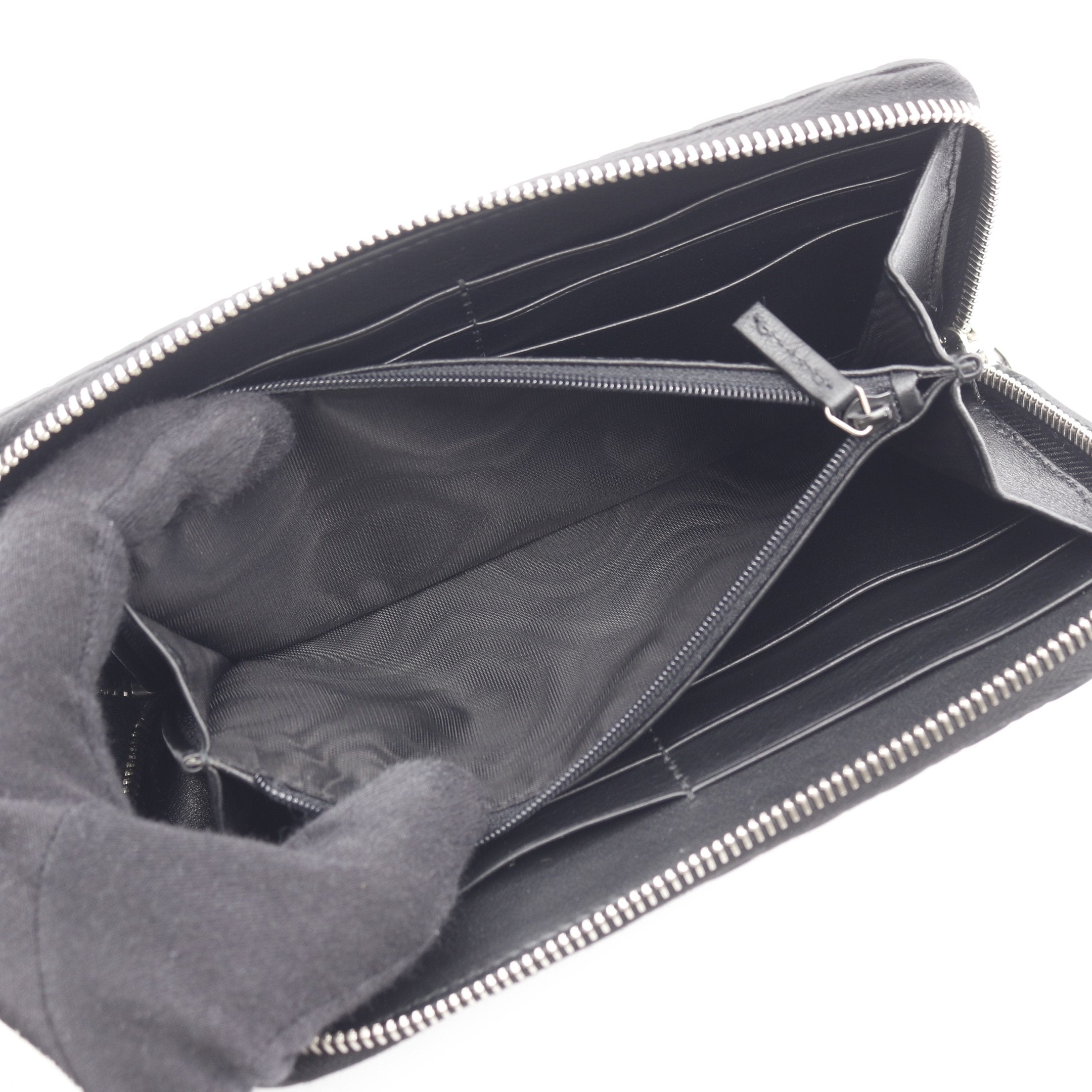 マイクログッチシマ ラウンドファスナー長財布 レザー ブラック グッチ