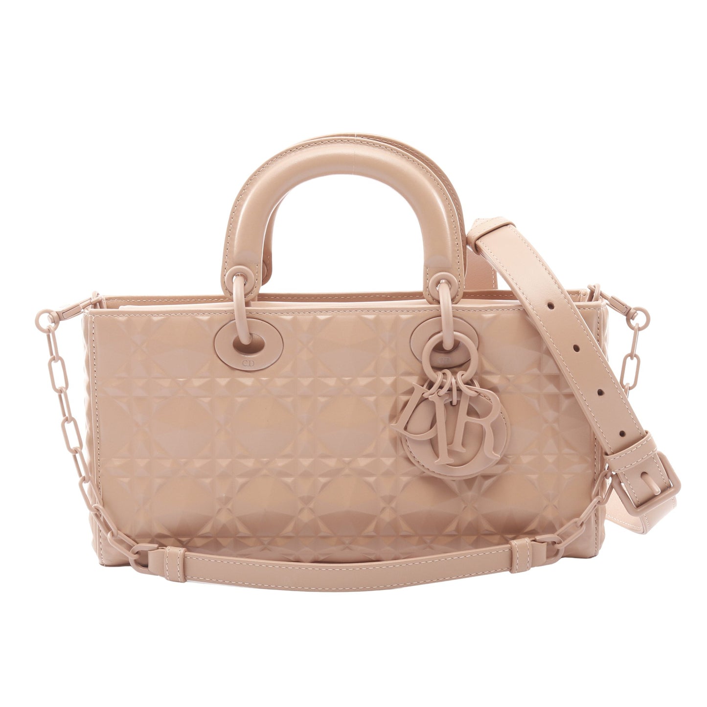 LADY D-JOY ミディアム ダイヤモンドカナージュ ハンドバッグ レザー ピンクベージュ 3WAY クリスチャンディオール バッグ Christian Dior