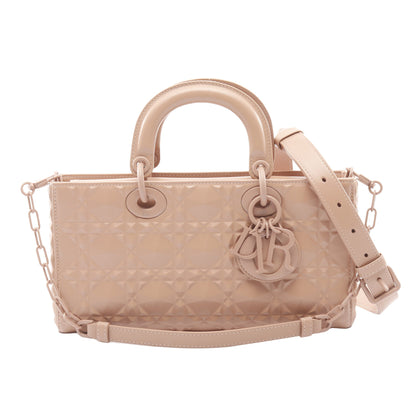 LADY D-JOY ミディアム ダイヤモンドカナージュ ハンドバッグ レザー ピンクベージュ 3WAY クリスチャンディオール バッグ Christian Dior