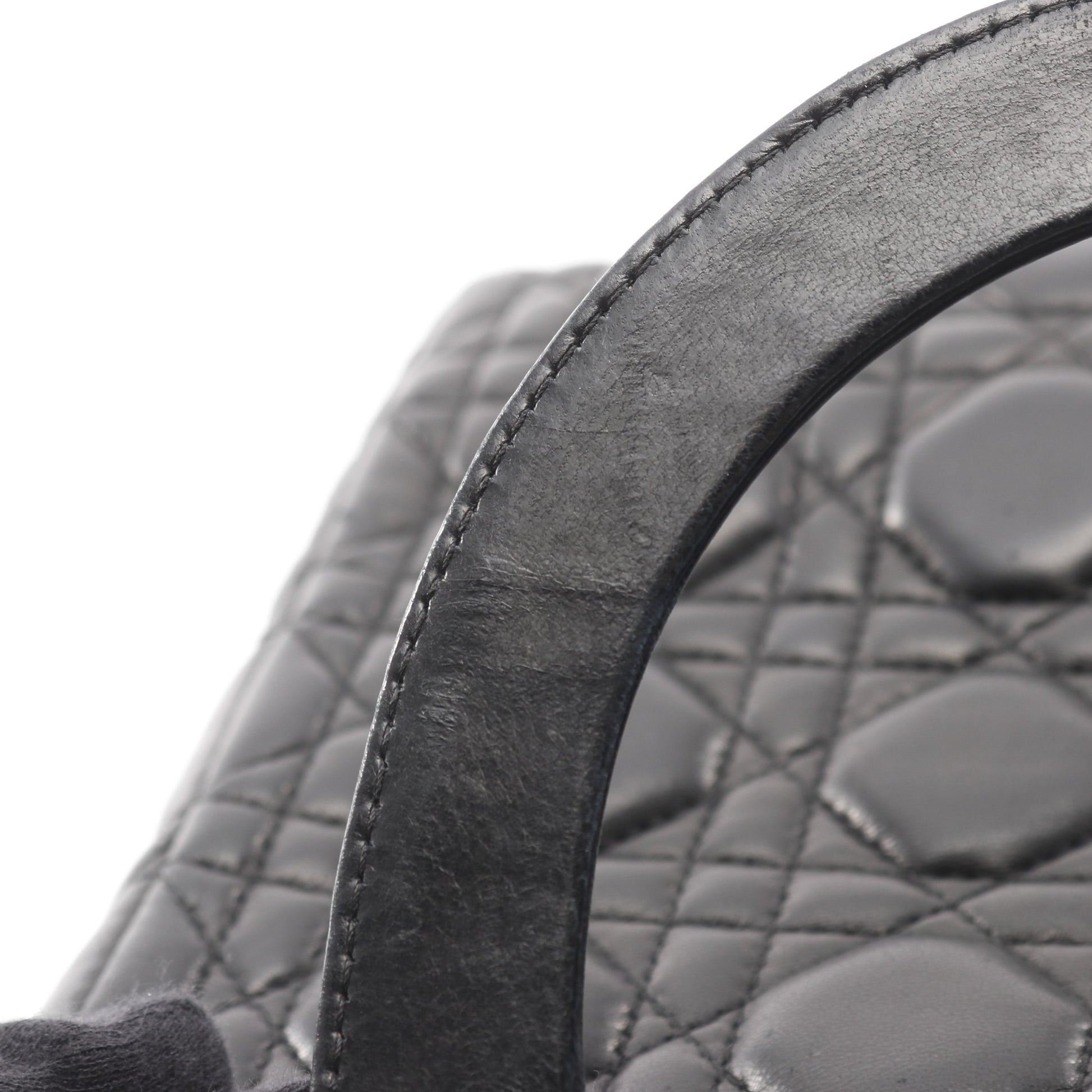 LADY DIOR レディディオール カナージュ ハンドバッグ レザー ブラック 2WAY クリスチャンディオール バッグ Christian Dior