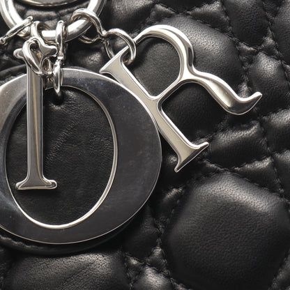 LADY DIOR レディディオール カナージュ ハンドバッグ レザー ブラック 2WAY クリスチャンディオール バッグ Christian Dior