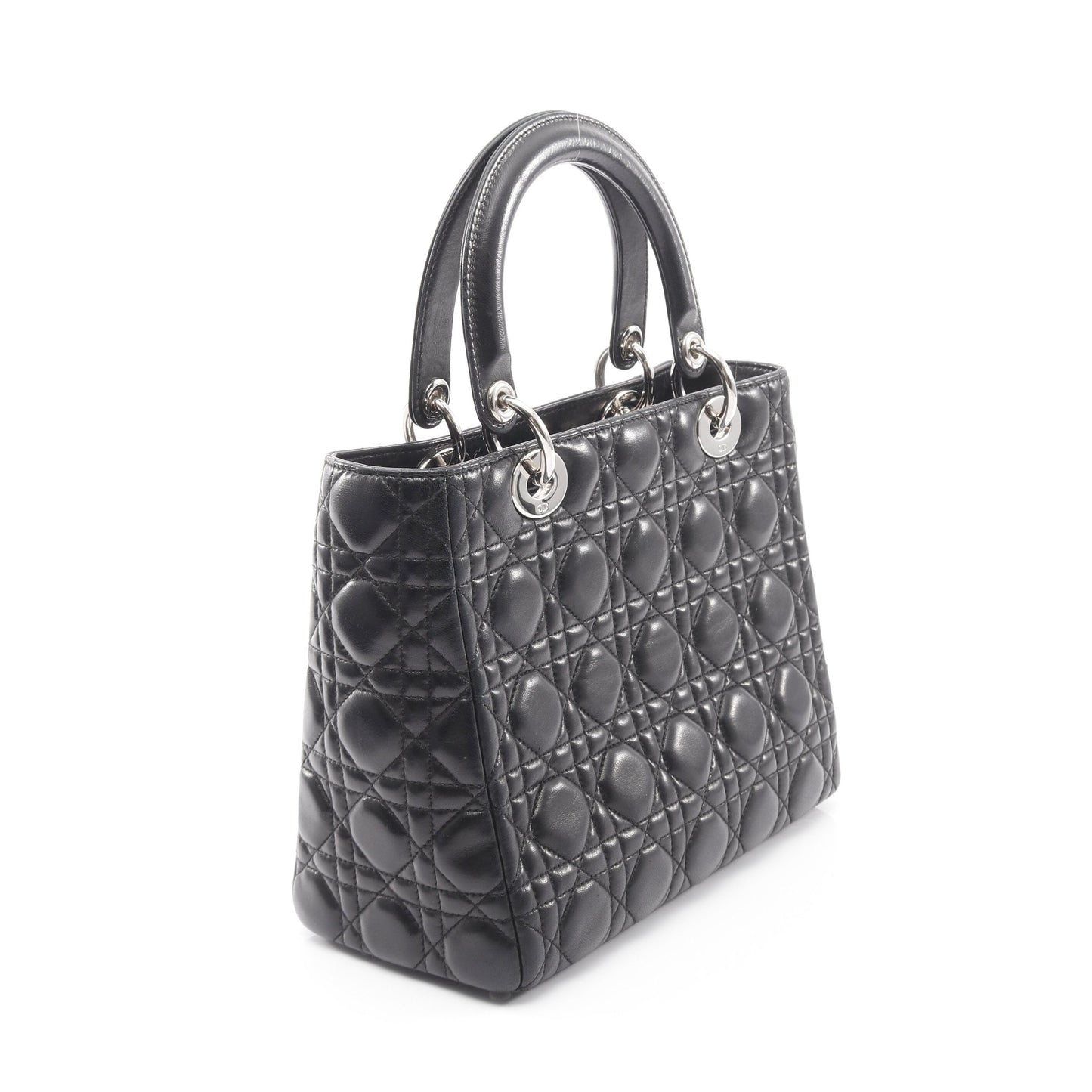 LADY DIOR レディディオール カナージュ ハンドバッグ レザー ブラック 2WAY クリスチャンディオール バッグ Christian Dior
