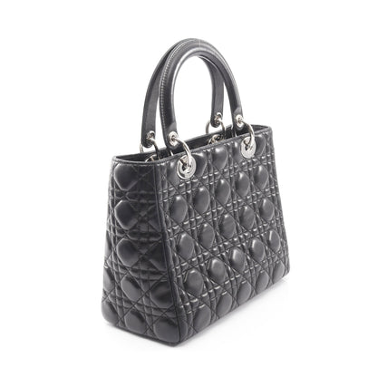 LADY DIOR レディディオール カナージュ ハンドバッグ レザー ブラック 2WAY クリスチャンディオール バッグ Christian Dior