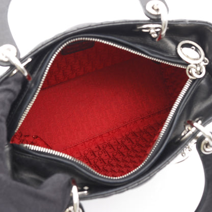 LADY DIOR レディディオール カナージュ ハンドバッグ レザー ブラック 2WAY クリスチャンディオール バッグ Christian Dior