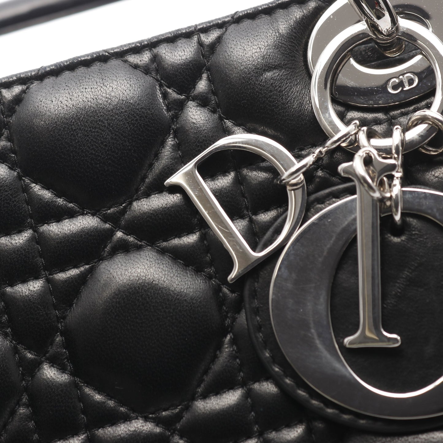 LADY DIOR レディディオール カナージュ ハンドバッグ レザー ブラック 2WAY クリスチャンディオール バッグ Christian Dior