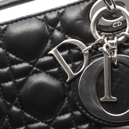 LADY DIOR レディディオール カナージュ ハンドバッグ レザー ブラック 2WAY クリスチャンディオール バッグ Christian Dior