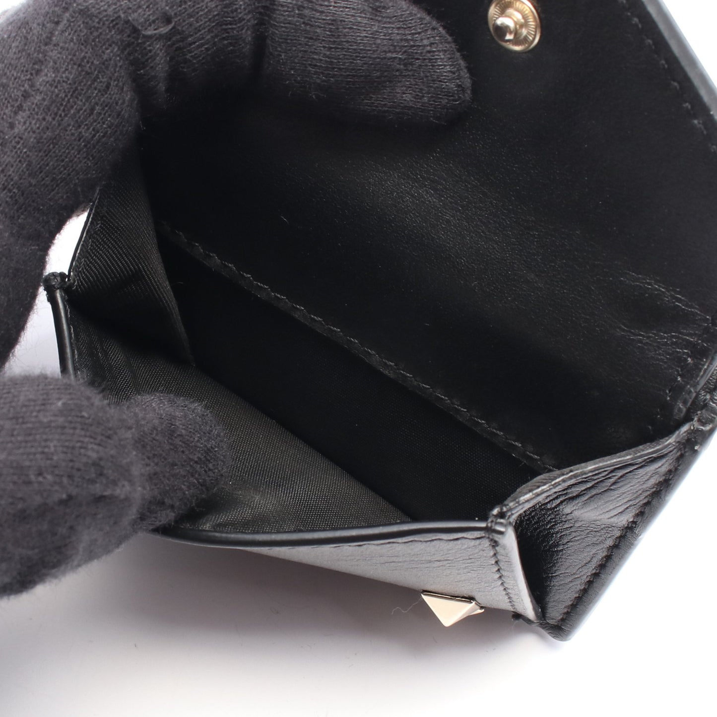 ロックスタッズ スモールウォレット 三つ折り財布 レザー ブラック ヴァレンティノガラヴァーニ 財布・小物 VALENTINO GARAVANI