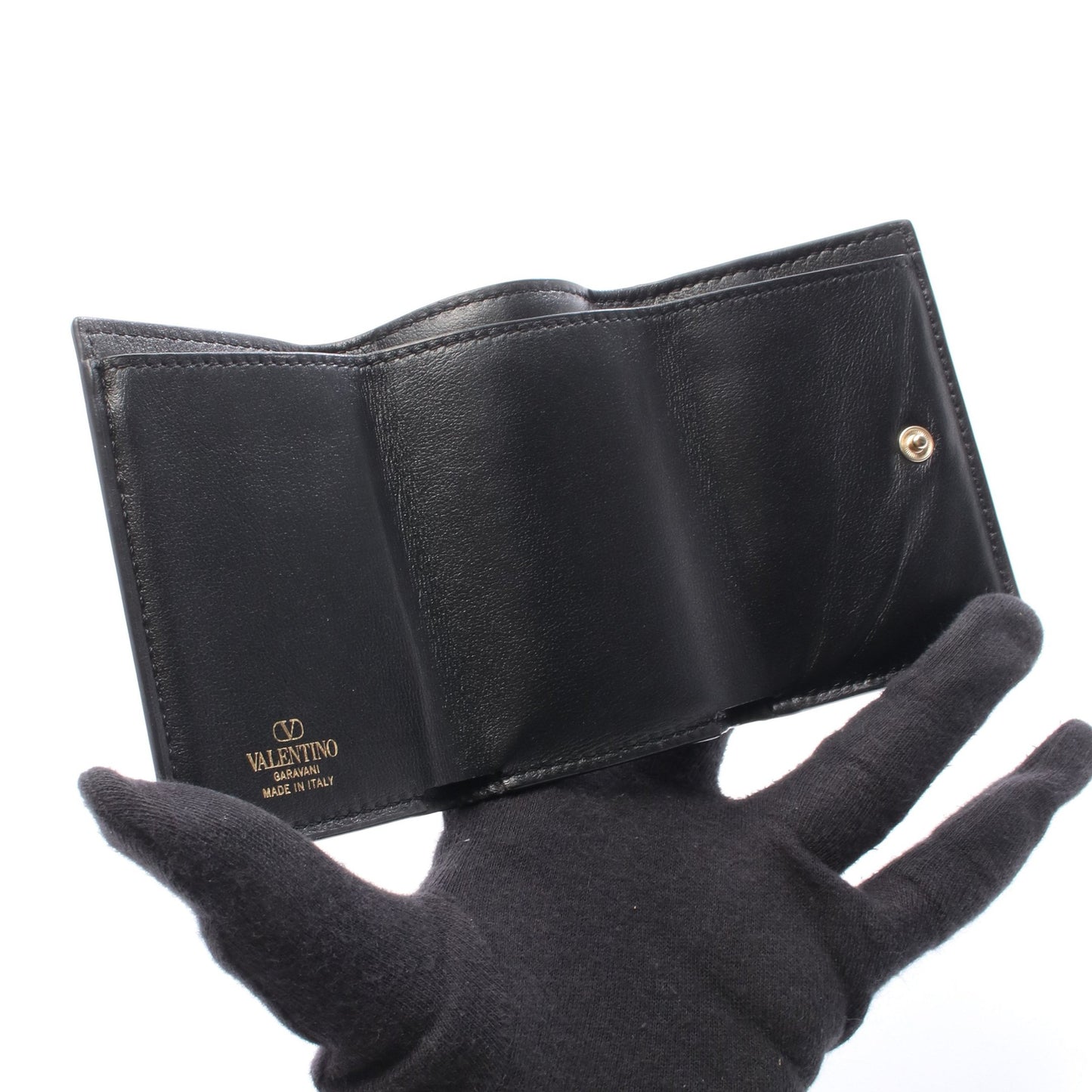 ロックスタッズ スモールウォレット 三つ折り財布 レザー ブラック ヴァレンティノガラヴァーニ 財布・小物 VALENTINO GARAVANI
