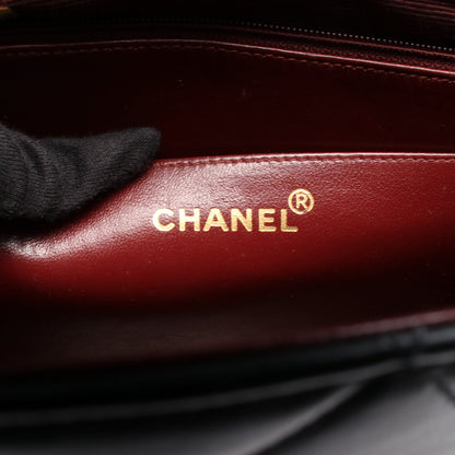 デカマトラッセ シングルフラップ Wチェーンショルダーバッグ ラムスキン ブラック ゴールド金具 シャネル バッグ CHANEL
