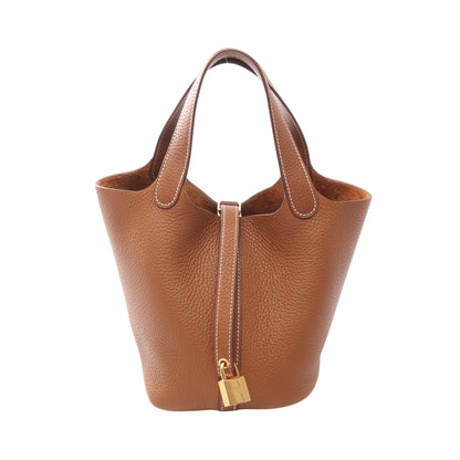 ピコタンロックPM ゴールド ハンドバッグ トリヨンクレマンス ブラウン ゴールド金具 Z刻印 エルメス バッグ HERMES