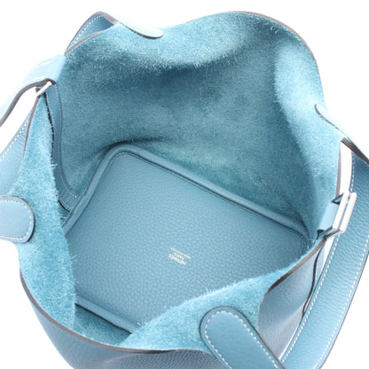 ピコタンロックPM ニューブルージーン ハンドバッグ トリヨンクレマンス ブルー シルバー金具 K刻印 エルメス バッグ HERMES