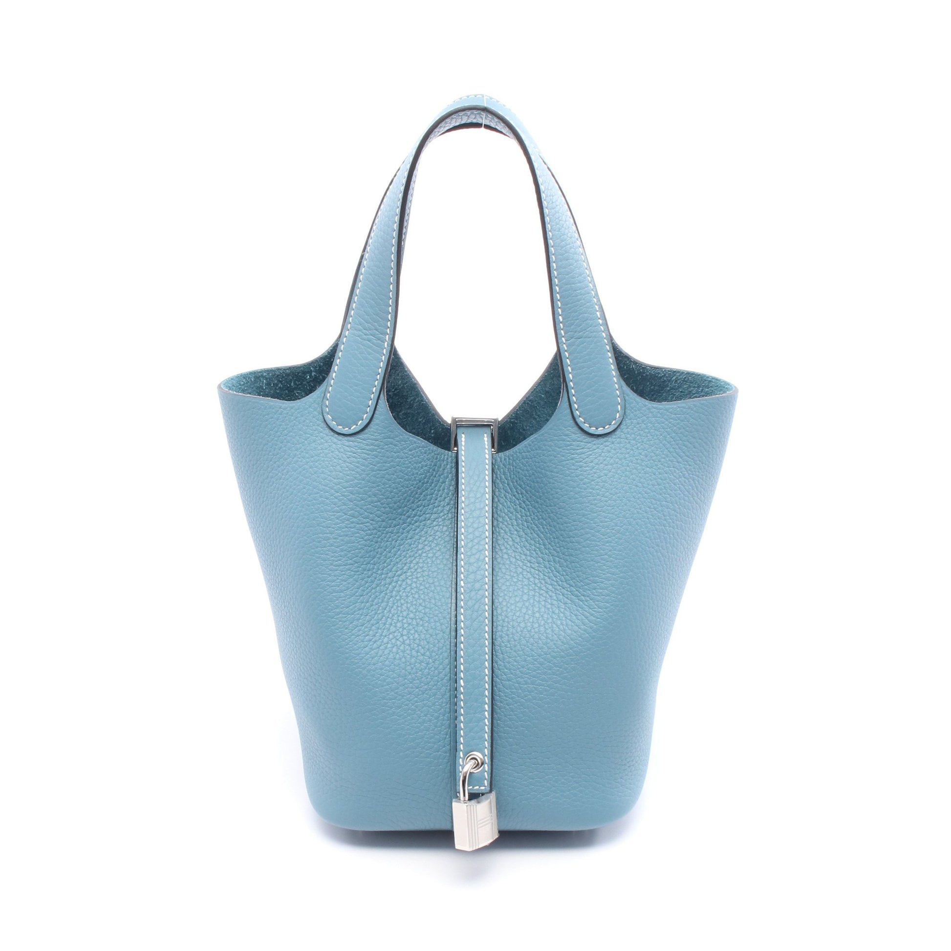 ピコタンロックPM ニューブルージーン ハンドバッグ トリヨンクレマンス ブルー シルバー金具 K刻印 エルメス バッグ HERMES