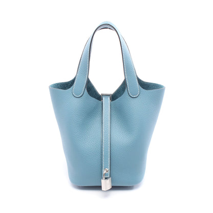 ピコタンロックPM ニューブルージーン ハンドバッグ トリヨンクレマンス ブルー シルバー金具 K刻印 エルメス バッグ HERMES